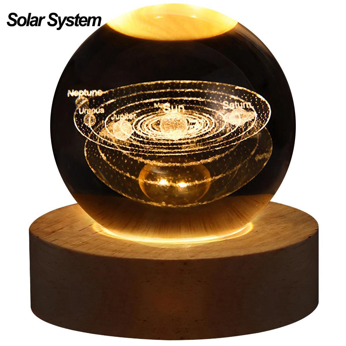 3D Crystal LED Lights Glowing Planetary Galaxy Night Light - Lumaz