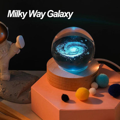 3D Crystal LED Lights Glowing Planetary Galaxy Night Light - Lumaz