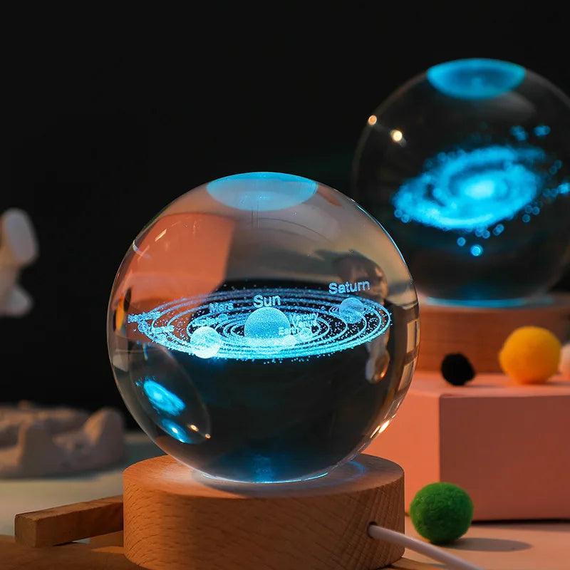 3D Crystal LED Lights Glowing Planetary Galaxy Night Light - Lumaz