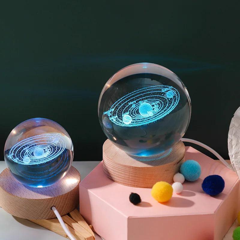 3D Crystal LED Lights Glowing Planetary Galaxy Night Light - Lumaz