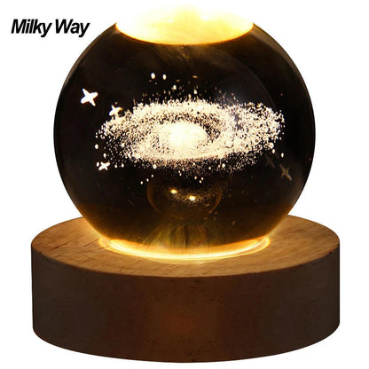 3D Crystal LED Lights Glowing Planetary Galaxy Night Light - Lumaz