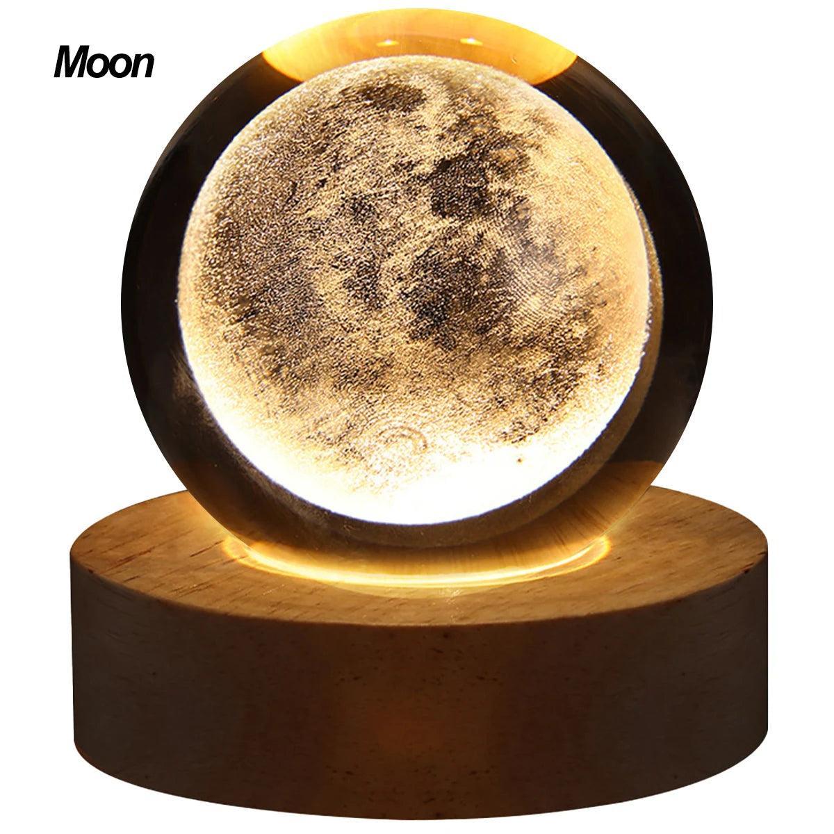 3D Crystal LED Lights Glowing Planetary Galaxy Night Light - Lumaz