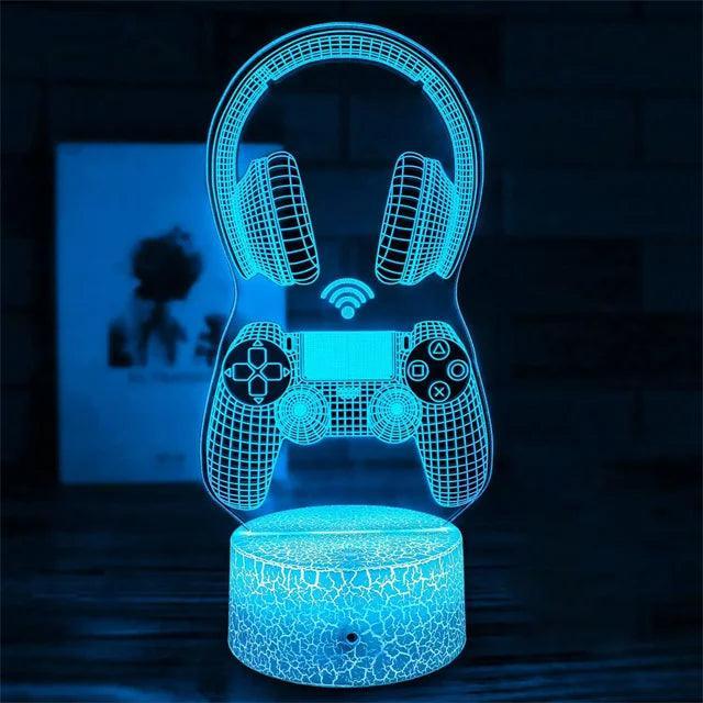 3D LED Desk Lamp Gaming Lights Game Romme Night Light - Lumaz