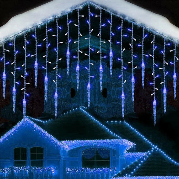 3 m LED-Lichterkette mit 8 Modi, Eiszapfenform, Wasserfall-Effekt, Weihnachtsbeleuchtung für Straße, Dachvorsprung, Terrasse - Lumaz
