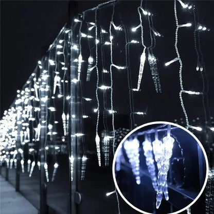 3M 8Mode LED Curtain Icicle String Lights Waterfall Christmas Lights For Street Eaves Patio - Lumaz