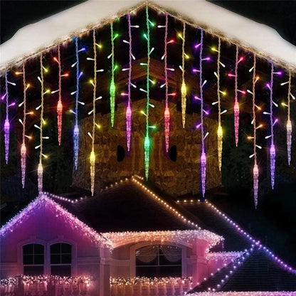 3M 8Mode LED Curtain Icicle String Lights Waterfall Christmas Lights For Street Eaves Patio - Lumaz