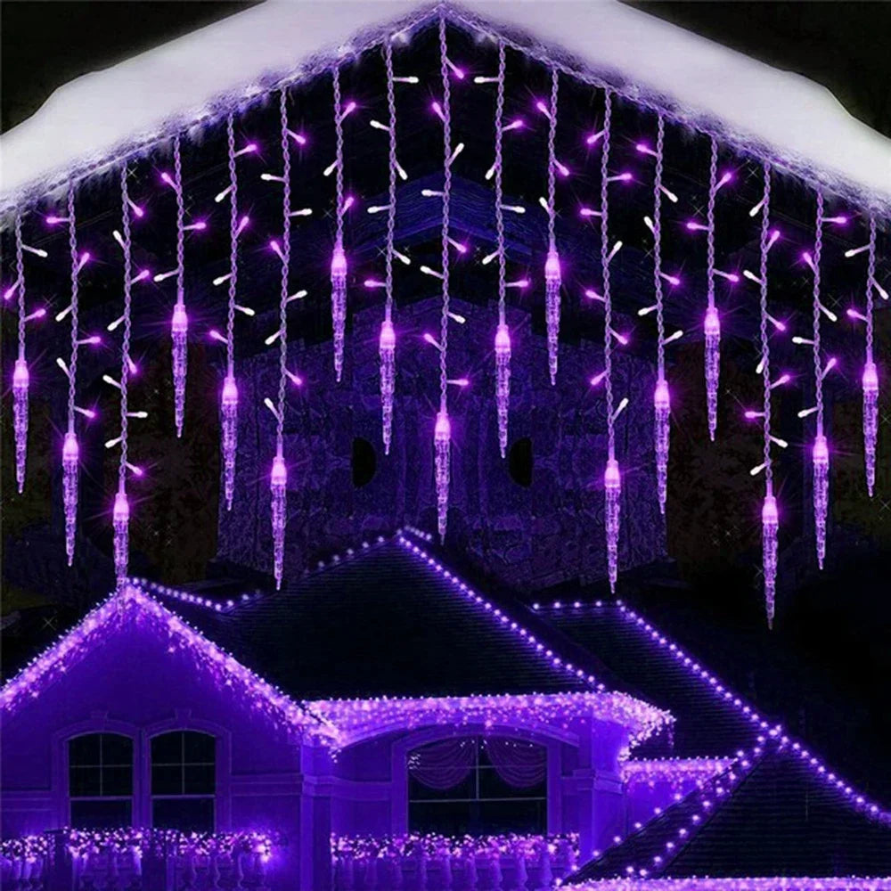 3M 8Mode LED Curtain Icicle String Lights Waterfall Christmas Lights For Street Eaves Patio - Lumaz