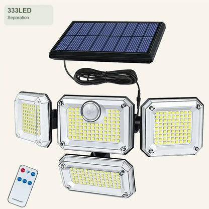 4-flammiger Solar-Flutlichtstrahler mit Bewegungsmelder – verstellbar, 3000 Lumen, 270° Abstrahlwinkel