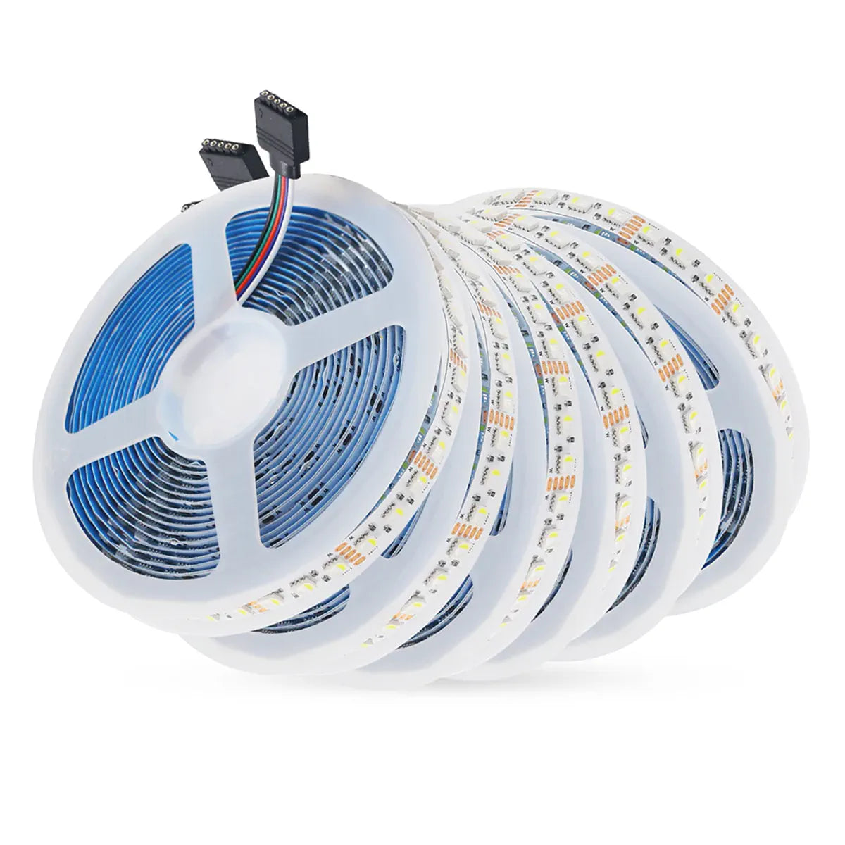 RGBW LED strip reels showing flexible 12mm tape construction