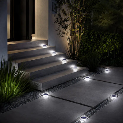 Round Solar LED Deck Lights - Auto On/Off, Stick-On, IP68 Waterproof