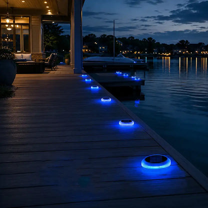 Round Solar LED Deck Lights - Auto On/Off, Stick-On, IP68 Waterproof