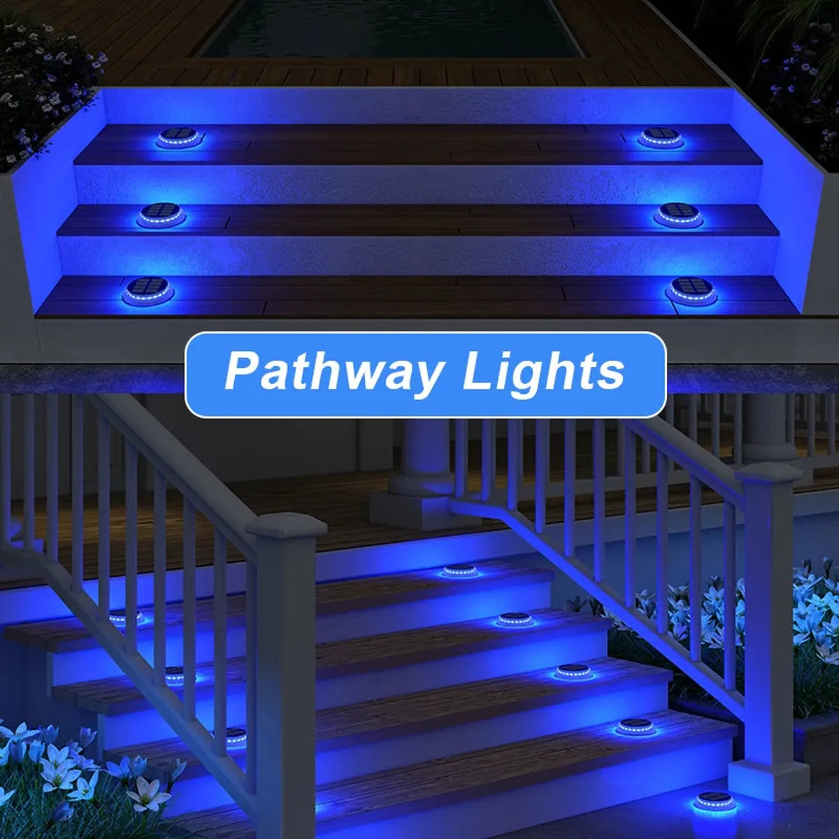 4/6 Pack Solar Driveway Deck Lights Outdoor IP68 Waterproof Stick on for Step Pool Pathway