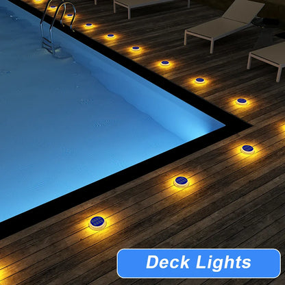 4/6 Pack Solar Driveway Deck Lights Outdoor IP68 Waterproof Stick on for Step Pool Pathway