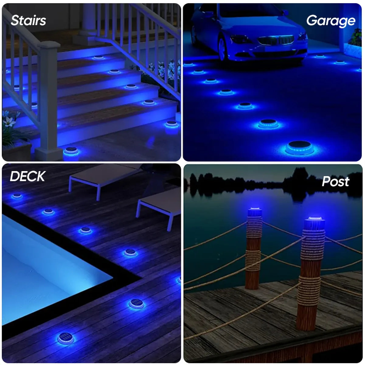 4/6 Pack Solar Driveway Deck Lights Outdoor IP68 Waterproof Stick on for Step Pool Pathway