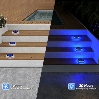 4/6 Pack Solar Driveway Deck Lights Outdoor IP68 Waterproof Stick on for Step Pool Pathway