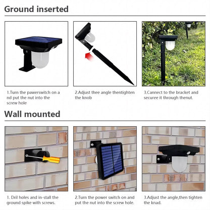 4PCS Outdoor Solar Landscape Pathway Lights with Motion Sensor Walkway Decor