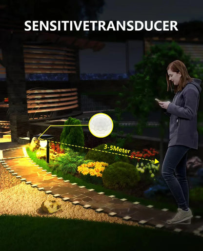 4PCS Outdoor Solar Landscape Pathway Lights with Motion Sensor Walkway Decor