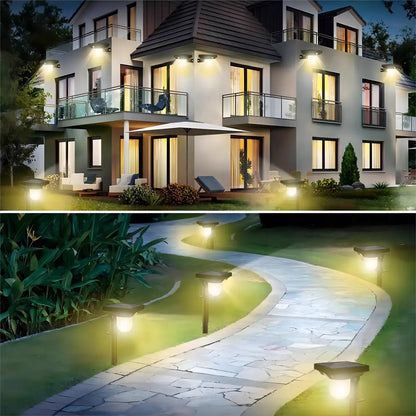 4PCS Outdoor Solar Landscape Pathway Lights with Motion Sensor Walkway Decor