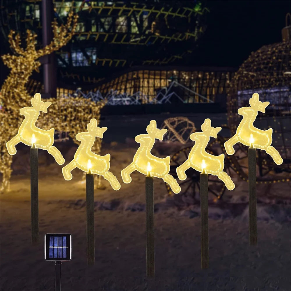 5PC Solar Christmas Fawn Christmas Pathway Lights with Waterproof - Lumaz