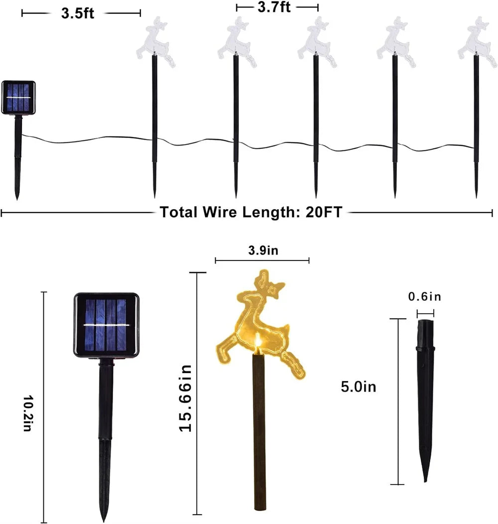 5PC Solar Christmas Fawn Christmas Pathway Lights with Waterproof - Lumaz