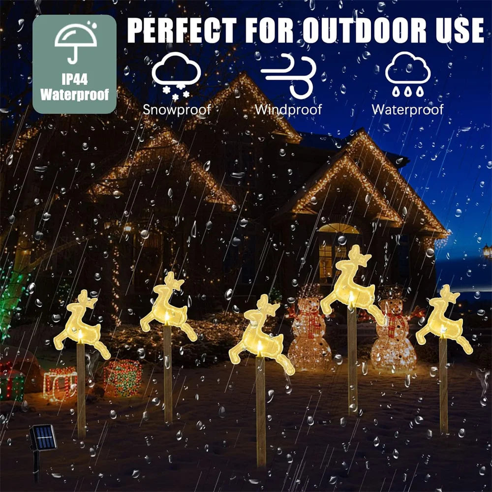 5PC Solar Christmas Fawn Christmas Pathway Lights with Waterproof - Lumaz