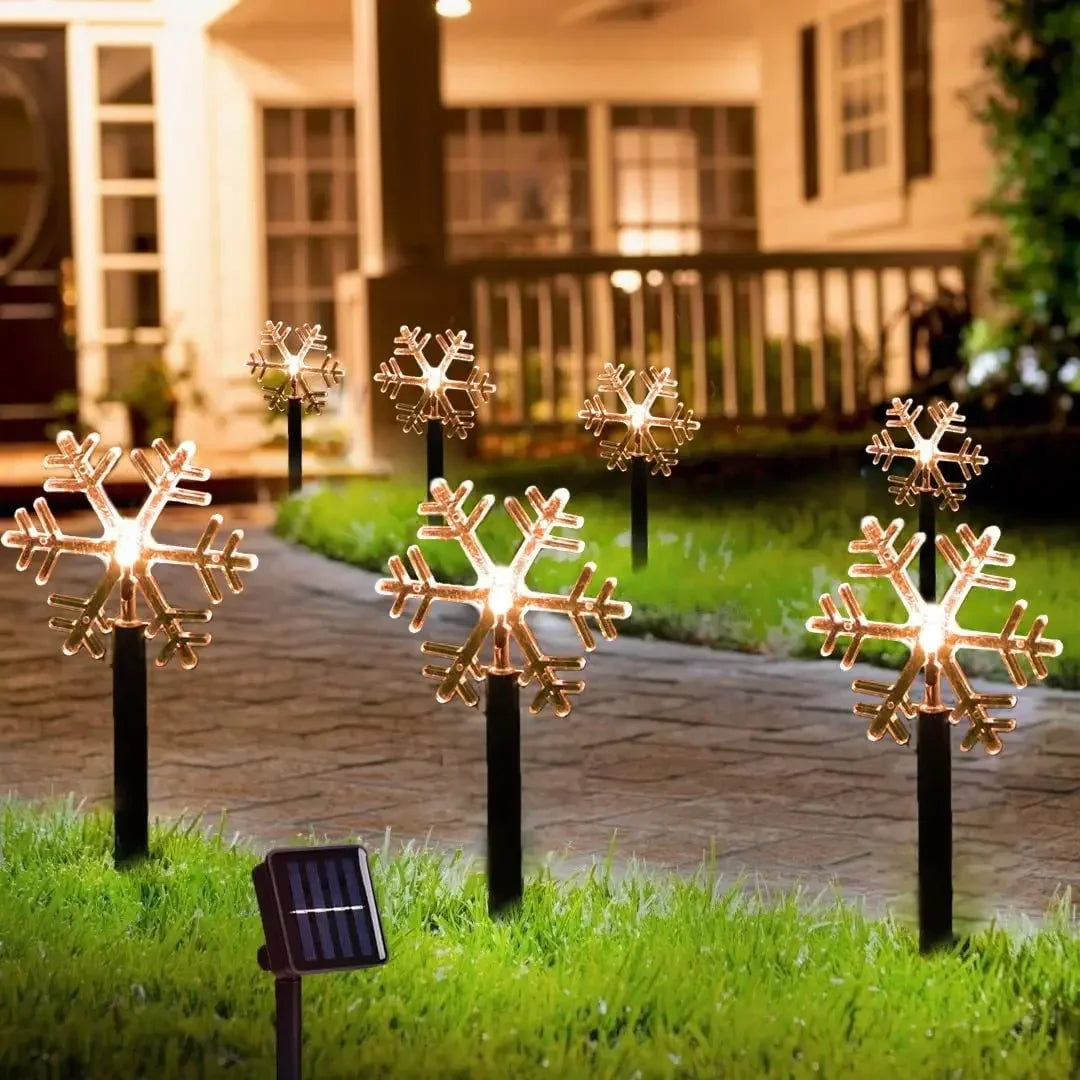 5PCS Outdoor Solar Snowflake Star Christmas Pathway Lights - Lumaz