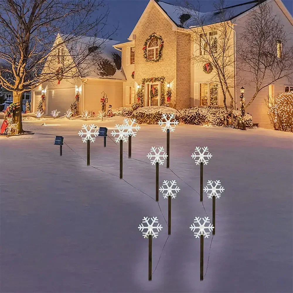 5PCS Outdoor Solar Snowflake Star Christmas Pathway Lights - Lumaz