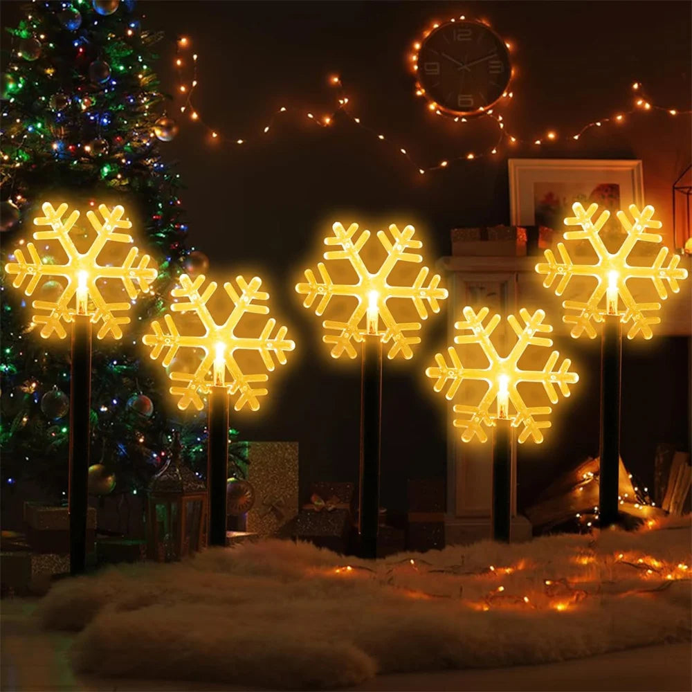 5PCS Solar Christmas Pathway Lights Christmas Decor Star LED Lights with Waterproof - Lumaz