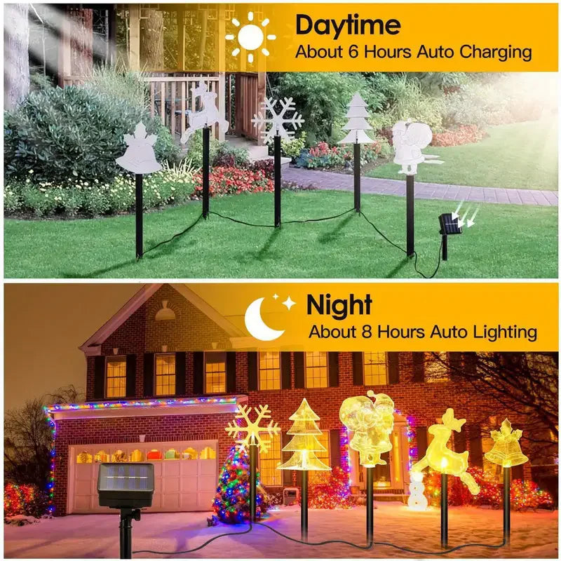 5PCS Solar Christmas Pathway Lights Christmas Decor Star LED Lights with Waterproof - Lumaz