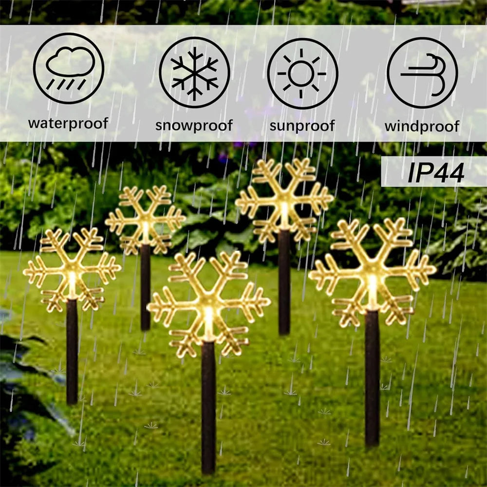 5PCS Solar Christmas Pathway Lights Christmas Decor Star LED Lights with Waterproof - Lumaz