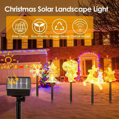 5PCS Solar Christmas Pathway Lights Christmas Decor Star LED Lights with Waterproof - Lumaz