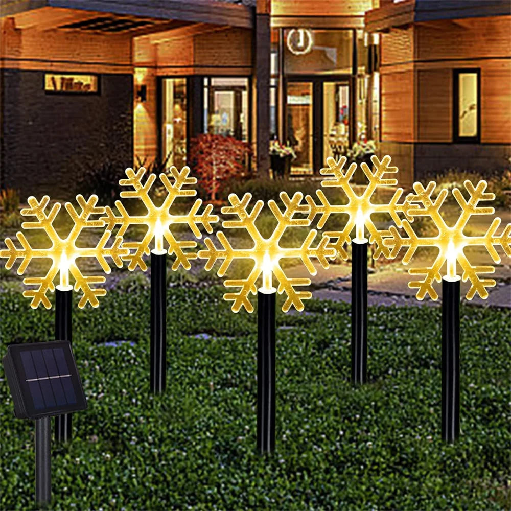 5PCS Solar Christmas Pathway Lights Christmas Decor Star LED Lights with Waterproof - Lumaz