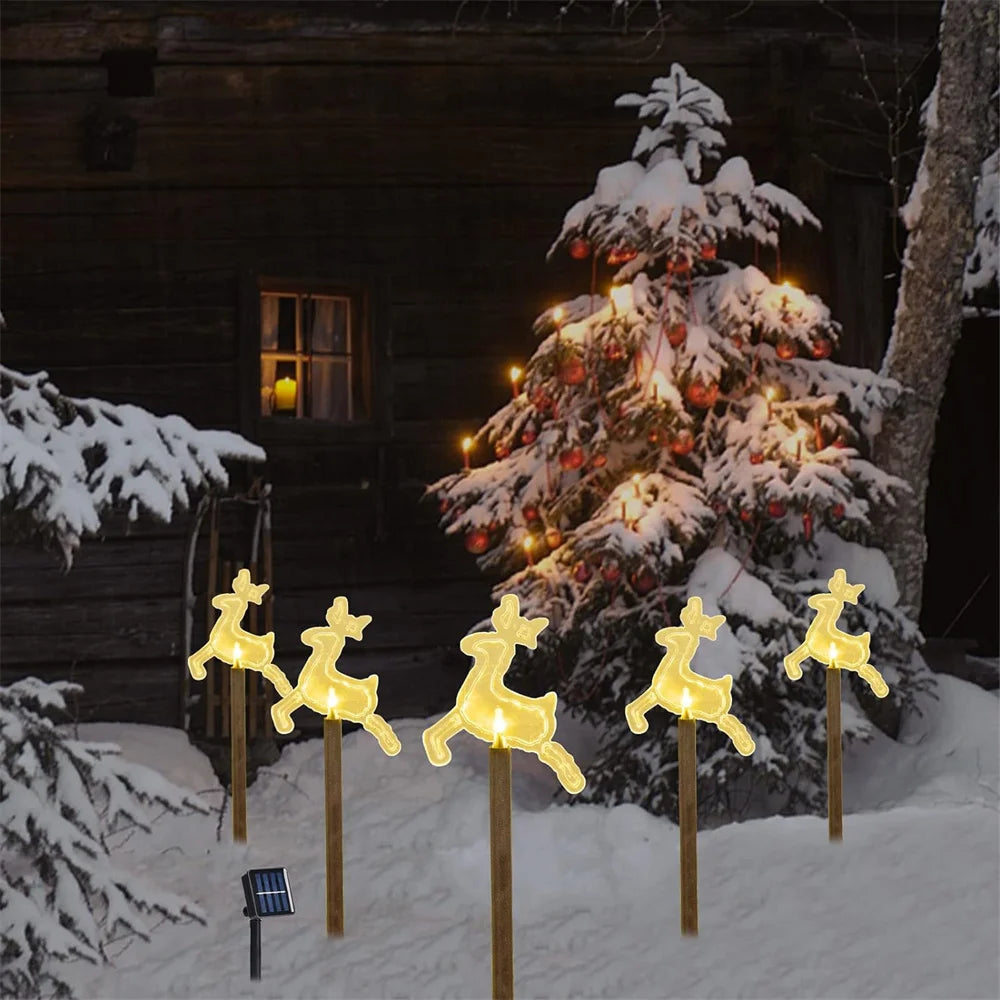 5PCS Solar Christmas Pathway Lights Christmas Decor Star LED Lights with Waterproof - Lumaz