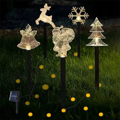 5PCS Solar Christmas Pathway Lights Christmas Decor Star LED Lights with Waterproof - Lumaz