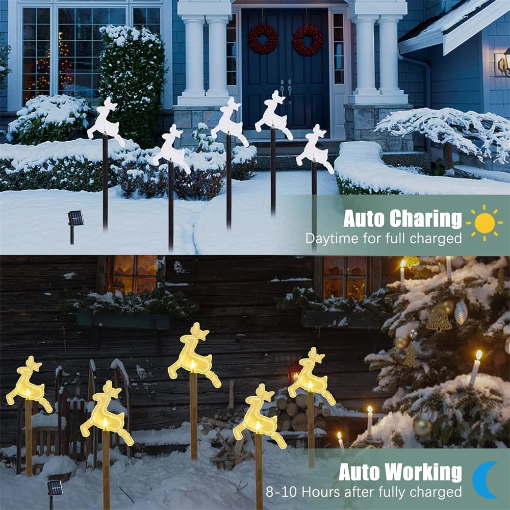 5PCS Solar Christmas Pathway Lights Christmas Decor Star LED Lights with Waterproof - Lumaz