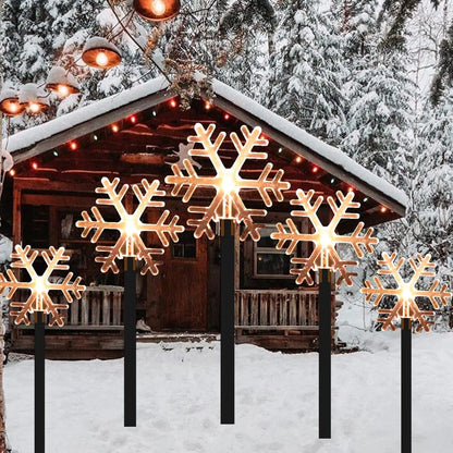 5PCS Solar Christmas Pathway Lights Christmas Decor Star LED Lights with Waterproof - Lumaz