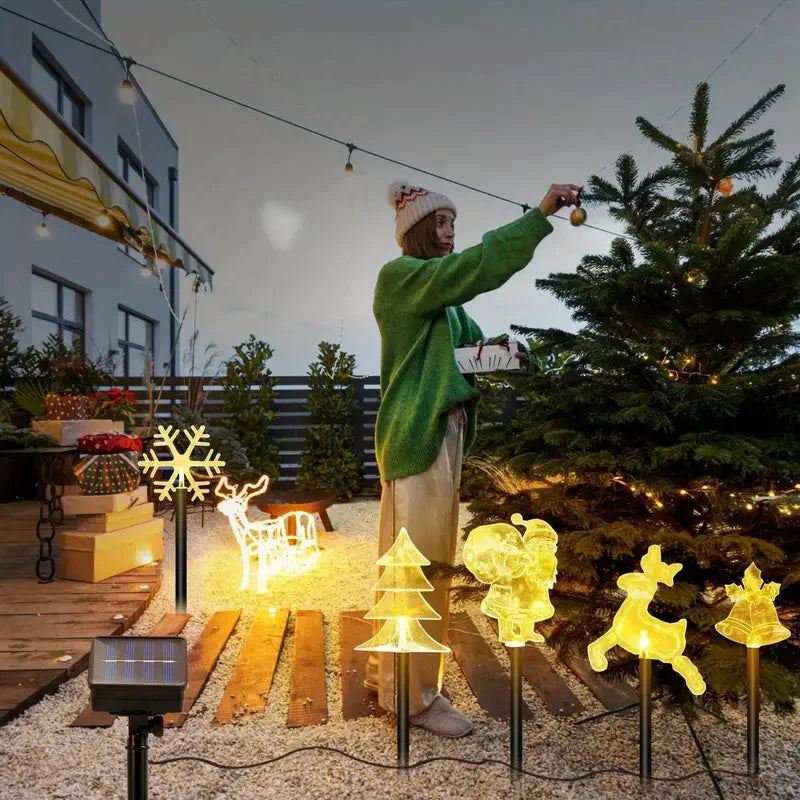 5PCS Solar Christmas Pathway Lights Christmas Decor Star LED Lights with Waterproof - Lumaz