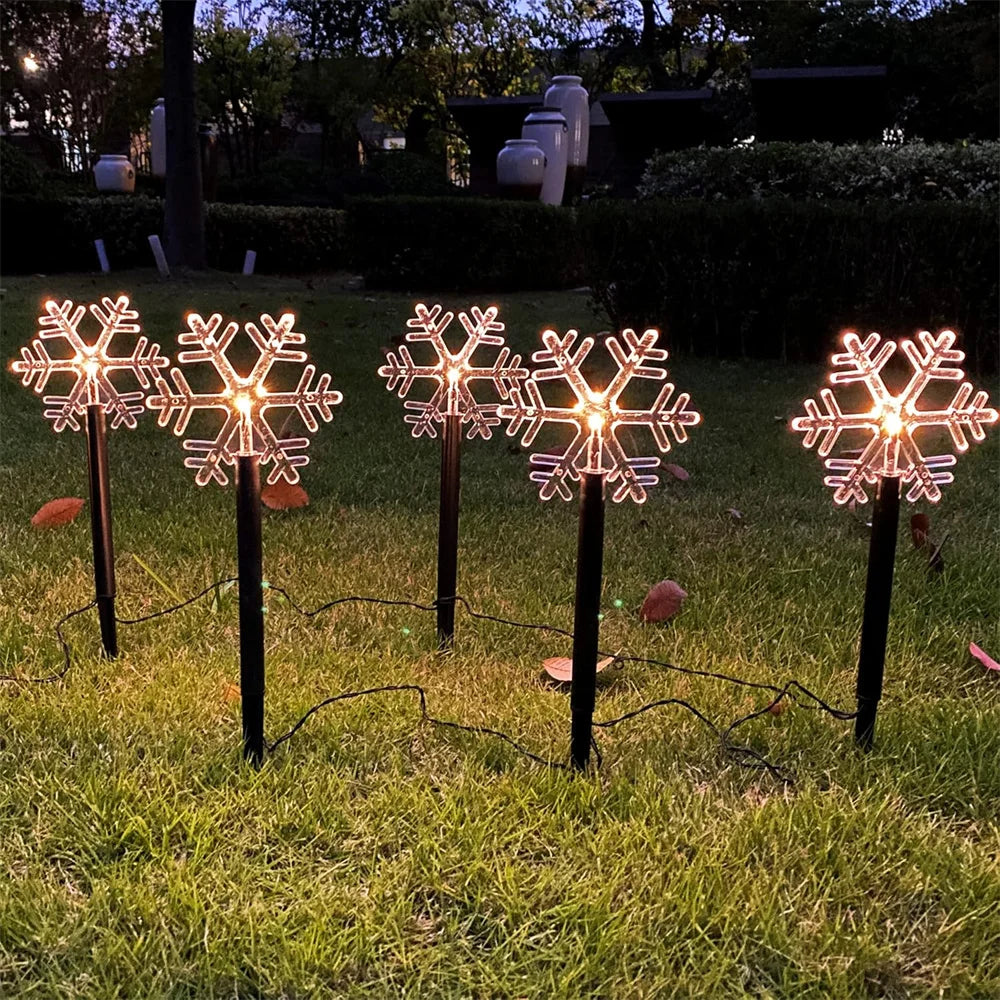 5PCS Solar Christmas Pathway Lights Christmas Decor Star LED Lights with Waterproof - Lumaz