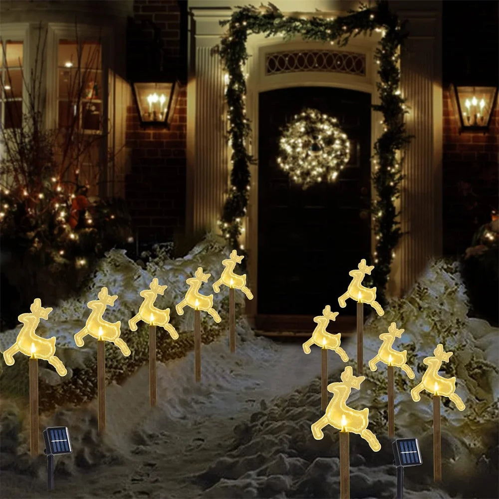 5PCS Solar Christmas Pathway Lights Christmas Decor Star LED Lights with Waterproof - Lumaz