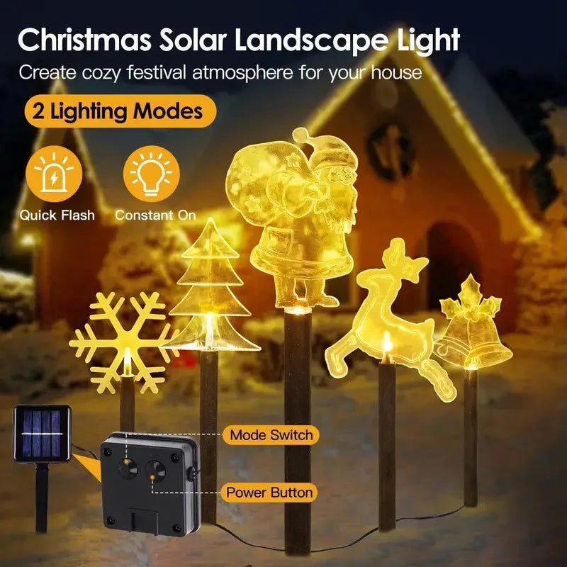 5PCS Solar Christmas Pathway Lights Christmas Decor Star LED Lights with Waterproof - Lumaz