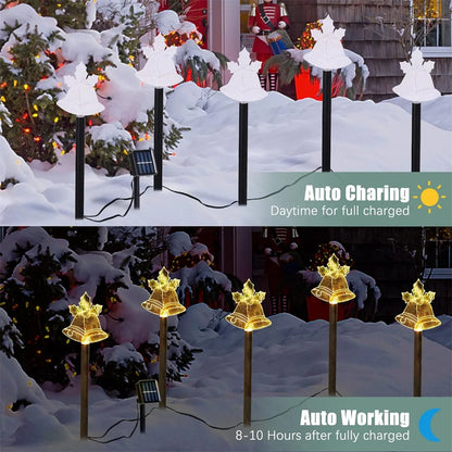 5PCS Solar Christmas Pathway Lights Christmas Decor Star LED Lights with Waterproof - Lumaz