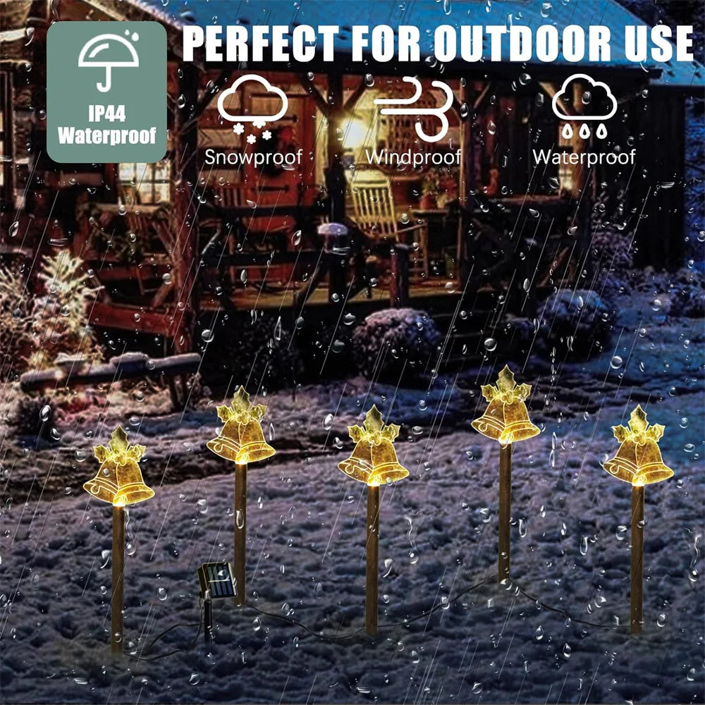 5PCS Solar Christmas Pathway Lights Christmas Decor Star LED Lights with Waterproof - Lumaz