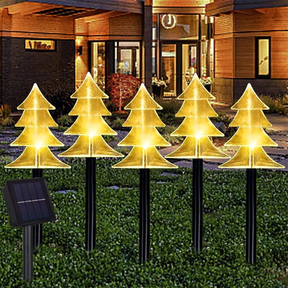 5PCS Solar Christmas Pathway Lights Christmas Decor Star LED Lights with Waterproof - Lumaz