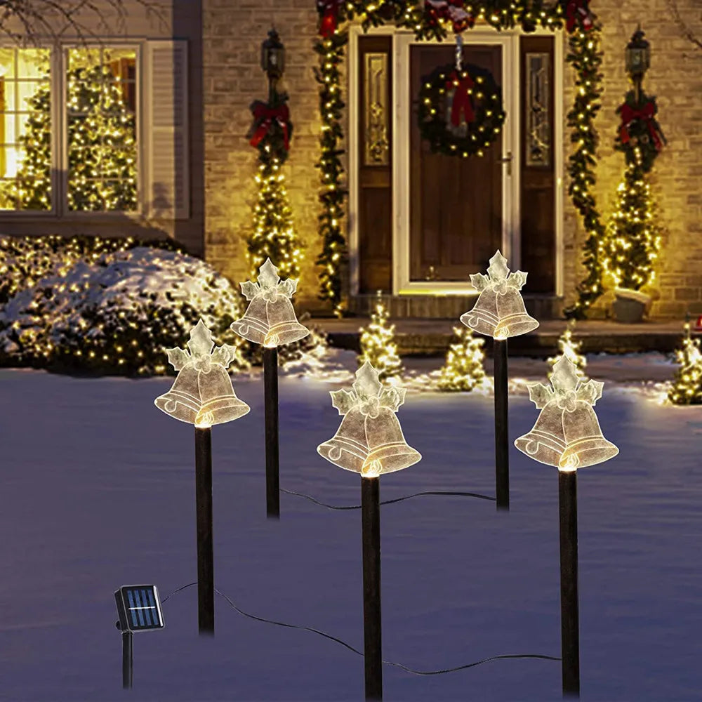 5PCS Solar Christmas Pathway Lights Christmas Decor Star LED Lights with Waterproof - Lumaz