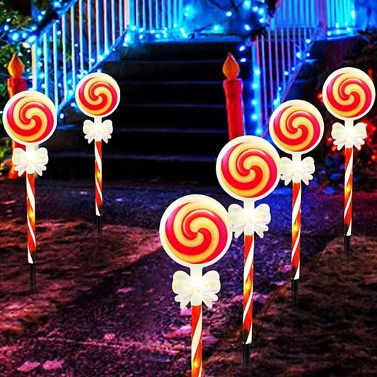 5pcs Solar Lollipop Christmas Pathway Lights with Waterproof - Lumaz