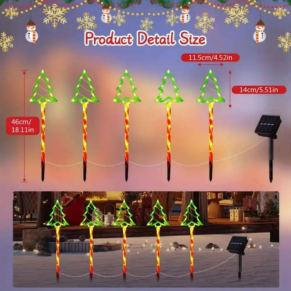 5pc/set Solar Candy Christmas Tree Lights LED Outdoor Garden Pathway Lights - Lumaz