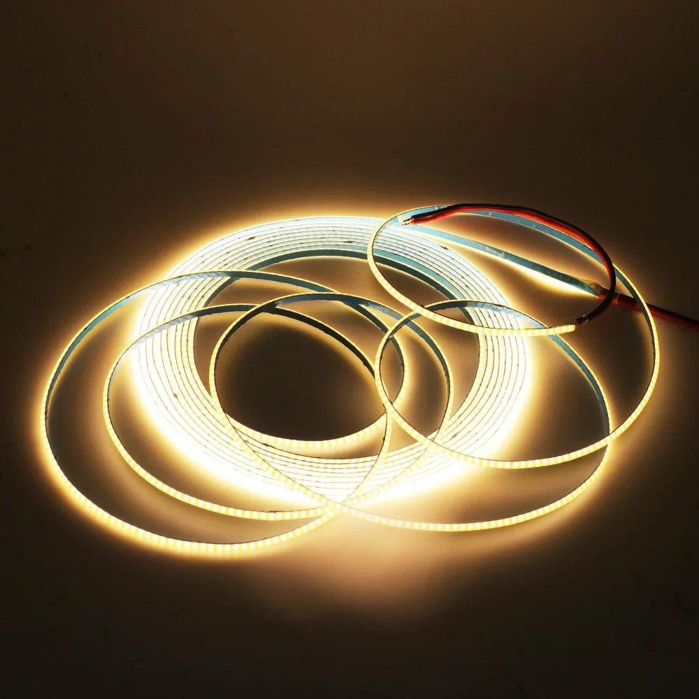 5V COB LED Strip Lights 480/528 LEDs Flexible Tape 3mm/5mm/8mm PCB - Lumaz