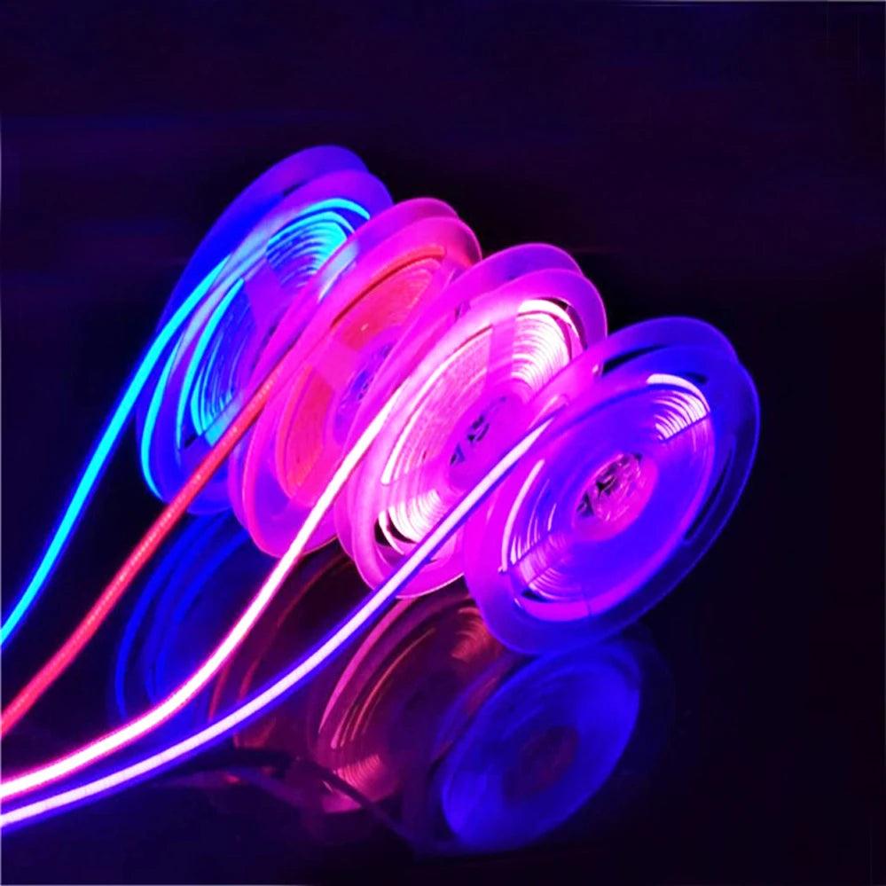 5V COB LED Strip Lights With 2-pin, 320LEDs Flexible Tape Lights, Warm Natural White Red Blue Green Decor - Lumaz