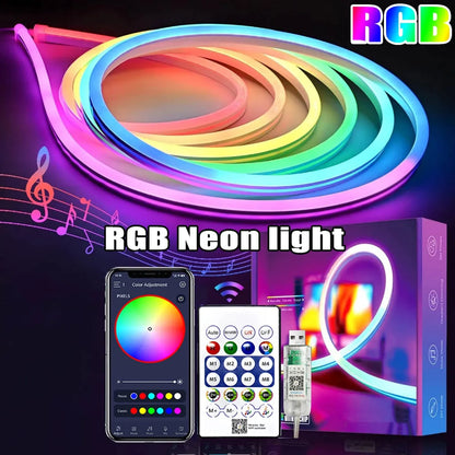 5V RGB Neon Strip Light USB Waterproof Flexible With Bluetooth Remote Control