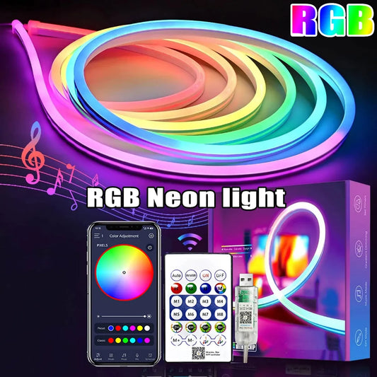 5V RGB Neon Strip Light USB Waterproof Flexible With Bluetooth Remote Control